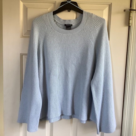 Lafayette 148 Cashmere Silk Blend Knit Long Sleeve Sweater Pale Blue SZ XL - Picture 1 of 16